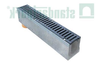 Лоток водовідвідний бетонний DN110 з решіткою щілинною чавунною з вертикальним водовідводом кл. Е (комплект)  (арт. 0410009)